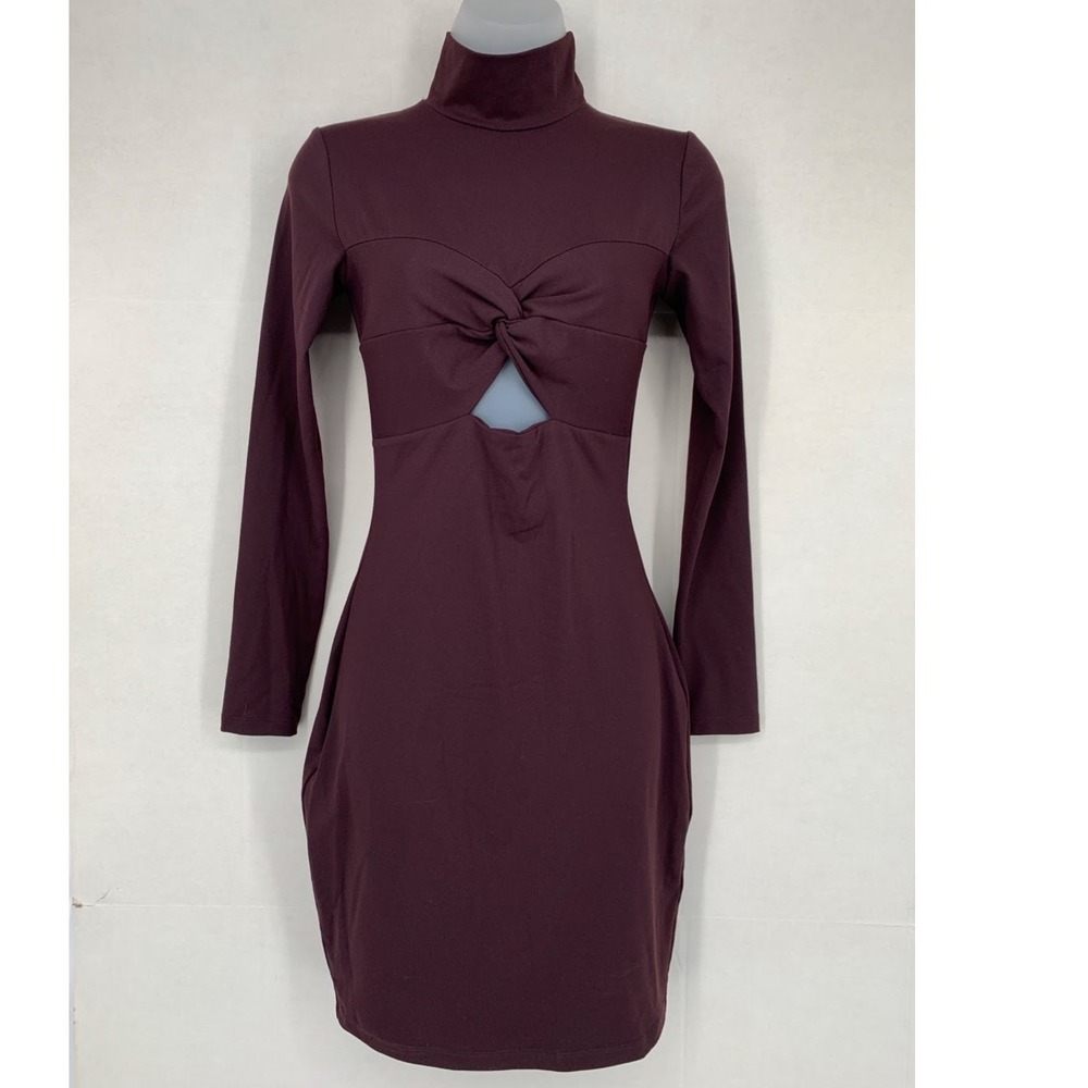 Susan Monaco Cabernet Twist Front Cutout Midi Dress XS NWT